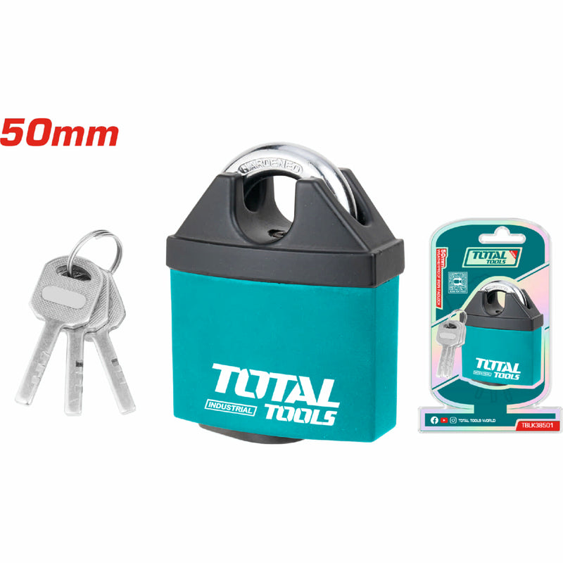 [SKUIMG]TBLK38501|TBLK38501.jpg|CANDADO LAMINADO A PRUEBA DE AGUA 50MM. RESISTENTE A LA INTEMPERIE. INCLUYE 3 LLAVES.