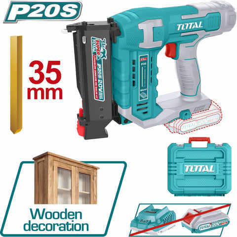 [SKUIMG]TCBNLI3603|CLAVADORA DE MADERA 20V CLAVOS DE 10-35MM. CAPACIDAD DE 140 PZS. IDEAL PARA DECORACION. NO INCLUYE B