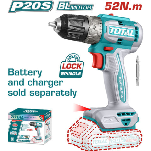 [SKUIMG]TDLI204531|TDLI204531.jpg|DRILL INALAMBRICO 20V 3/8" TOTAL 52NM. FUNCION BLOQUEO. MOTOR SIN ESCOBILLAS. BATERIA Y CARGADOR POR
