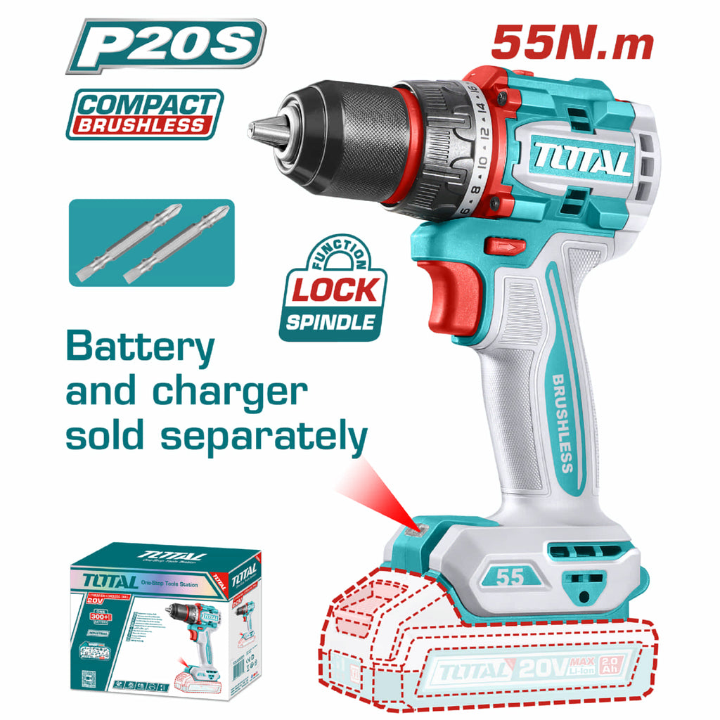[SKUIMG]TDLI205581|TDLI205581.jpg|DRILL TALADRO INALÁMBRICO. FUNCIÓN DE BLOQUEO DE EJE 20V 55N.M.