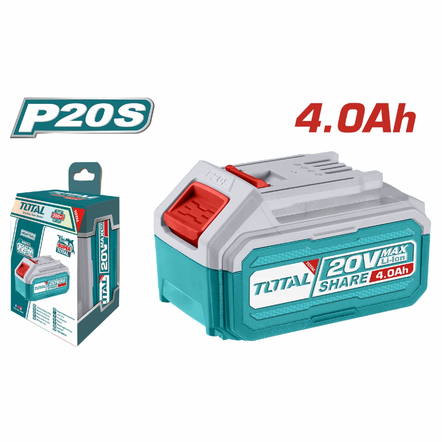 BATERIA 20V 4.0 AH LITIO INDICADOR LED DE CARGA. COMPATIBLE CON MULTIPLES HERRAMIENTAS SUPER TOTAL