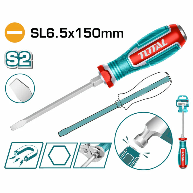 [SKUIMG]TGTSL6150|TGTSL6150-FRONTEND-zmDxkmRKUfRXj7RP.png|DESTORNILLADOR PASANTE PLANO 6X150MM MATERIAL DE LA HOJA: S2 TIPO DE PUNTA: PLANA SL6.5 MAGNÉTICA.