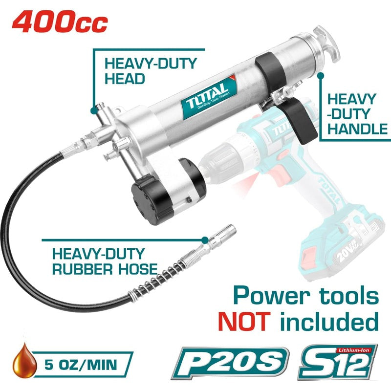 [SKUIMG]TGULI2001|TGULI2001_1.jpg|PISTOLA DE ENGRASE PARA ADAPTAR A TALADRO INALAMBRICO. P-90451. CAPACIDAD: 400 CC EN CART / 14 OZ
