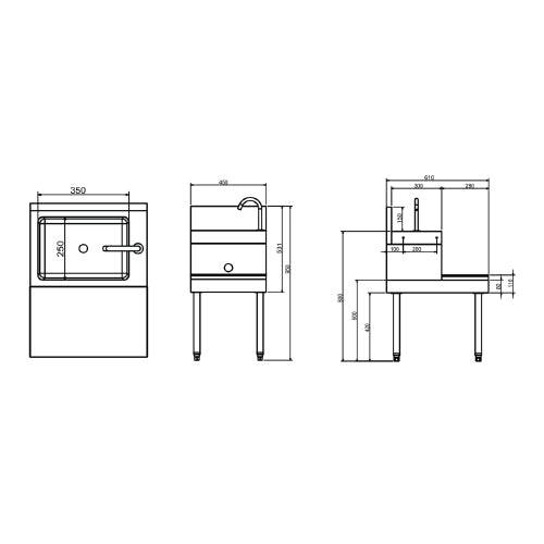 [SKUIMG]TH-BBS-6.1-450S|ESTACION DE MEZCLADOR CON FREGADOR. 450CM X 60CM