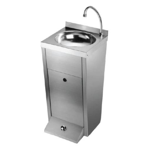 [SKUIMG]TH-CGL-404085|TH-CGL-404085_1.jpg|FREGADOR SANITARIO C/ PEDAL PISO 400X400X850 MM TINA REDOND 330 MM DIAMETRO. INCLUYE GRIFERIA