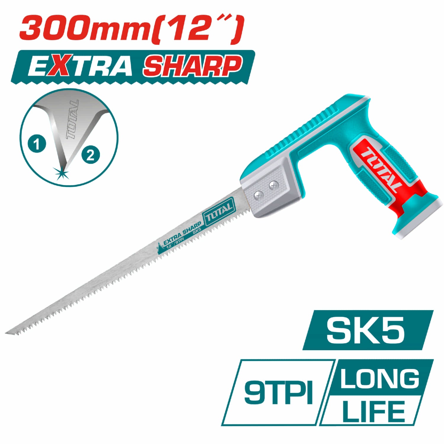 [SKUIMG]THCS3008|THCS3008.jpg|SIERRA DE COMPAS DE 12" SK5 9TPI, DIENTES AFILADOS EN 2 BORDES. CORTE RÁPIDO.