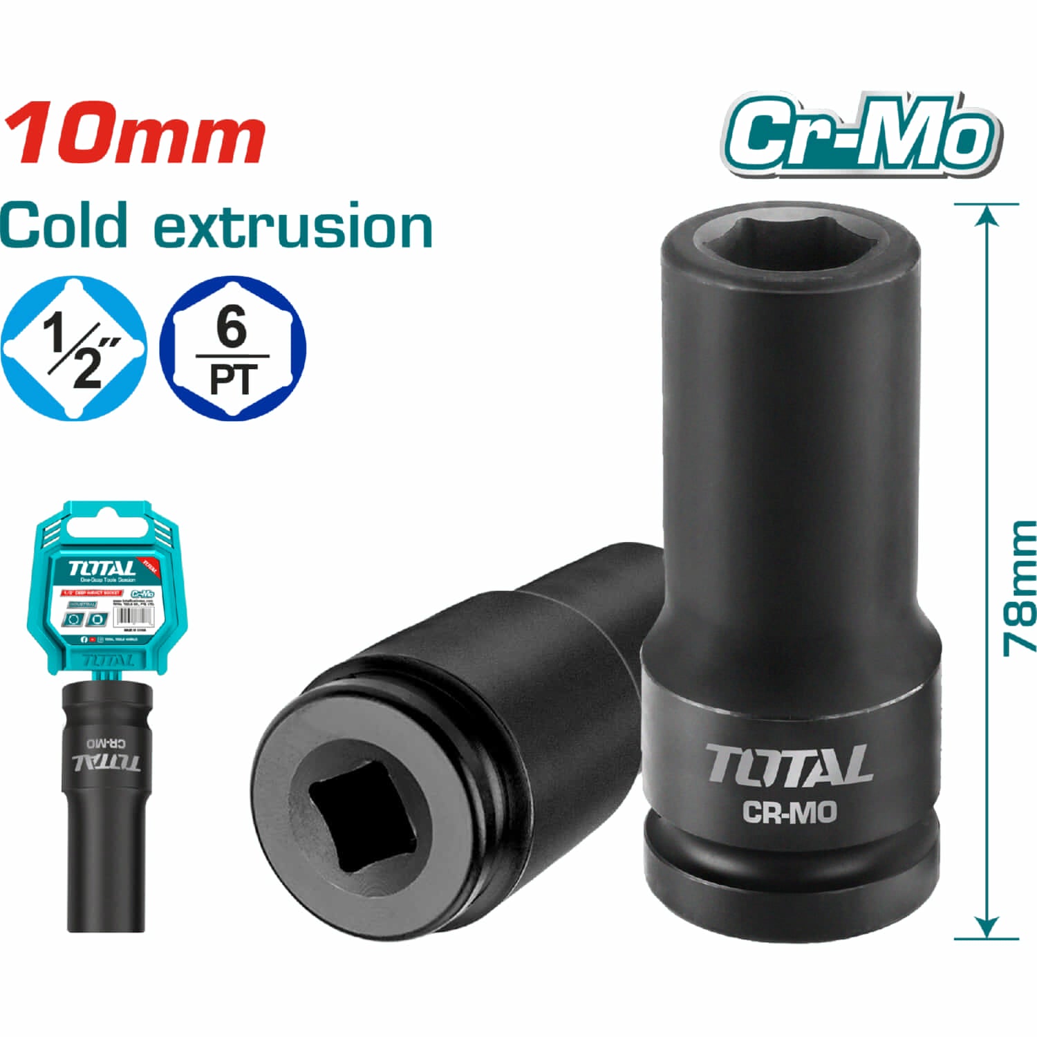[SKUIMG]THDIS12151L|THDIS12151L.jpg|DADOS SOCKETS IMPACTO1/2" 78MM. MATERIAL CRMO. EXTRUSIÓN EN FRÍO.