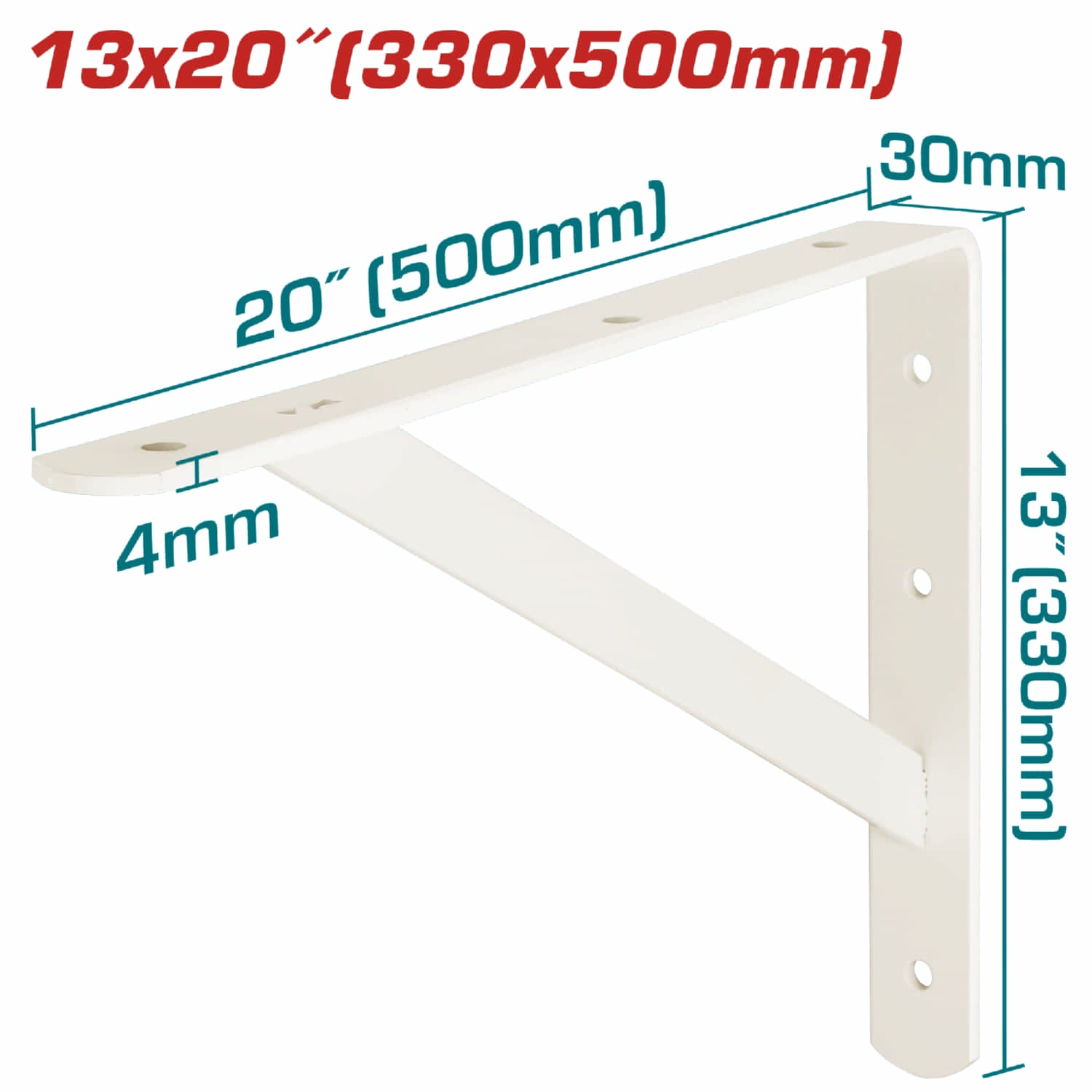 [SKUIMG]THDSB1320|THDSB1320.jpg|SOPORTES DE REPISAS 13X20" ESP. 4MM. 6 PUNTOS DE FIJACIÓN. CAP. 320KG.