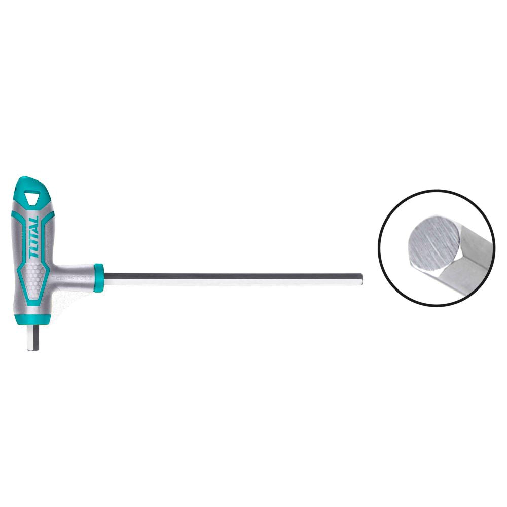 Llave Hexagonal con mango T. Medida: 3x100. Material: Cr-V, Tratamiento tñrmico y placa de cromo.