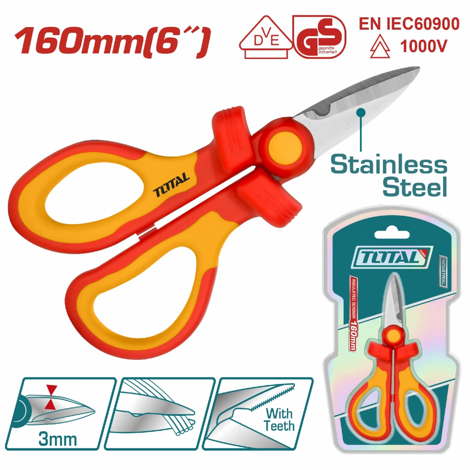 [SKUIMG]THISS1601|THISS1601.jpg|TIJERAS AISLADAS CERTIFICACIÓN 1000V, VDE/GS