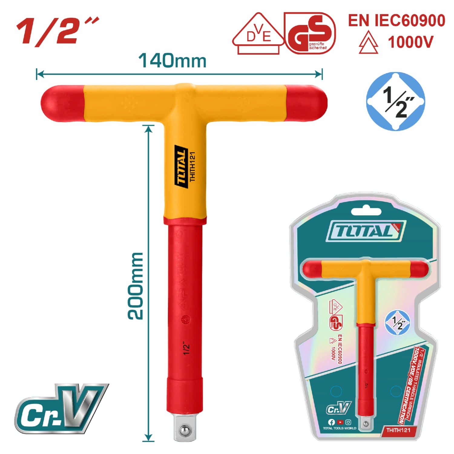[SKUIMG]THITH121|THITH121.jpg|LLAVE AISLADA DE MANGO EN T PARA SOCKET 1/2"