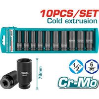 [SKUIMG]THKISD12102L|JUEGO DE DADOS SOCKET LARGOS DE IMPACTO DE 1/2" DR. DE 10 PIEZAS. LARGO: 78 MM. CRMO.