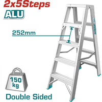 [SKUIMG]THLAD01051|THLAD01051.jpg|ESCALERA DE TIJERA ALUMINIO 5PASOS 1.3MTS
