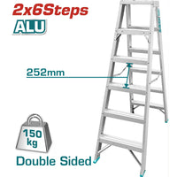 [SKUIMG]THLAD01061|THLAD01061_1.jpg|ESCALERA DE TIJERA ALUMINIO 6 PASOS 1,5MTS