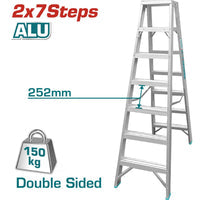 [SKUIMG]THLAD01071|THLAD01071_1.jpg|6925582155310ESCALERA DE TIJERA ALUMINIO 7 PASOS. 1,8 MTS