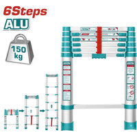 [SKUIMG]THLAD08061|THLAD08061.jpg|ESCALERA TELESCÓPICA DE ALUMINIO DE 6 ESCALONES.