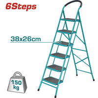 [SKUIMG]THLAD09061|THLAD09061.jpg|ESCALERA DE 6 PELDAÑOS METÁLICA TOTAL TOOLS