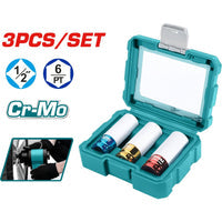 [SKUIMG]THMLNS031|THMLNS031_1.jpg|JUEGO DE DADOS SOCKET PARA TUERCAS CON PROTECTOR EXTERNO DE FUNDA DE NYLON DE 3 PIEZAS. CRMO