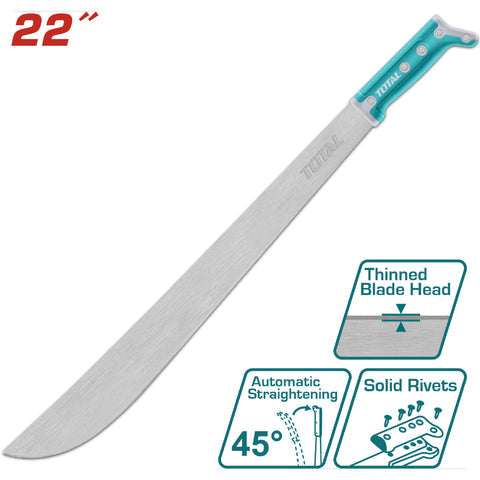 [SKUIMG]THMPS0122|THMPS0122_1.jpg|MACHETES CON MANGO REMACHADO Y CABEZA DELGADA. MANGO ANTIDESLIZANTE. ACERO AL CARBONO.