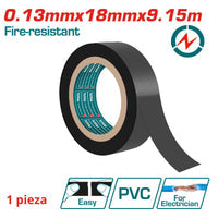 [SKUIMG]THPET1103|(1 PZA) CINTA ADHESIVA AISLANTE DE PVC, 18MMX9.15M, COLOR NEGRO, ANCHO 18MM, ESPESOR 0.13MM