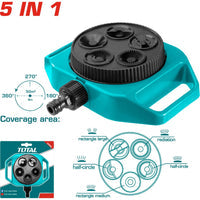 [SKUIMG]THPS63022|THPS63022.jpg|ASPERSOR DE 5 EN 1 (ABS) PARA MANGUERAS DE AGUA 3/4"