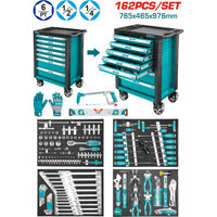 [SKUIMG]THPTCS71621|THPTCS71621.jpg|JUEGO DE HERRAMIENTAS CAJA GABINETE TOTAL 162 PCS. CARRITO CON GAVETAS Y RUEDAS