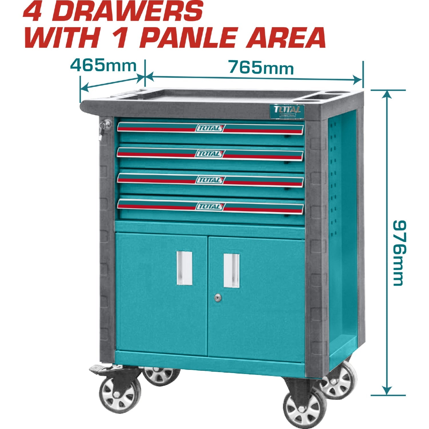 [SKUIMG]THRC01041|THRC01041.jpg|CAJA HERRAMIENTAS GABINETE CON RUEDAS 4 GAVETAS+GAVINETE CARRITO SERVICIO MECÁNICO( VACIO)
