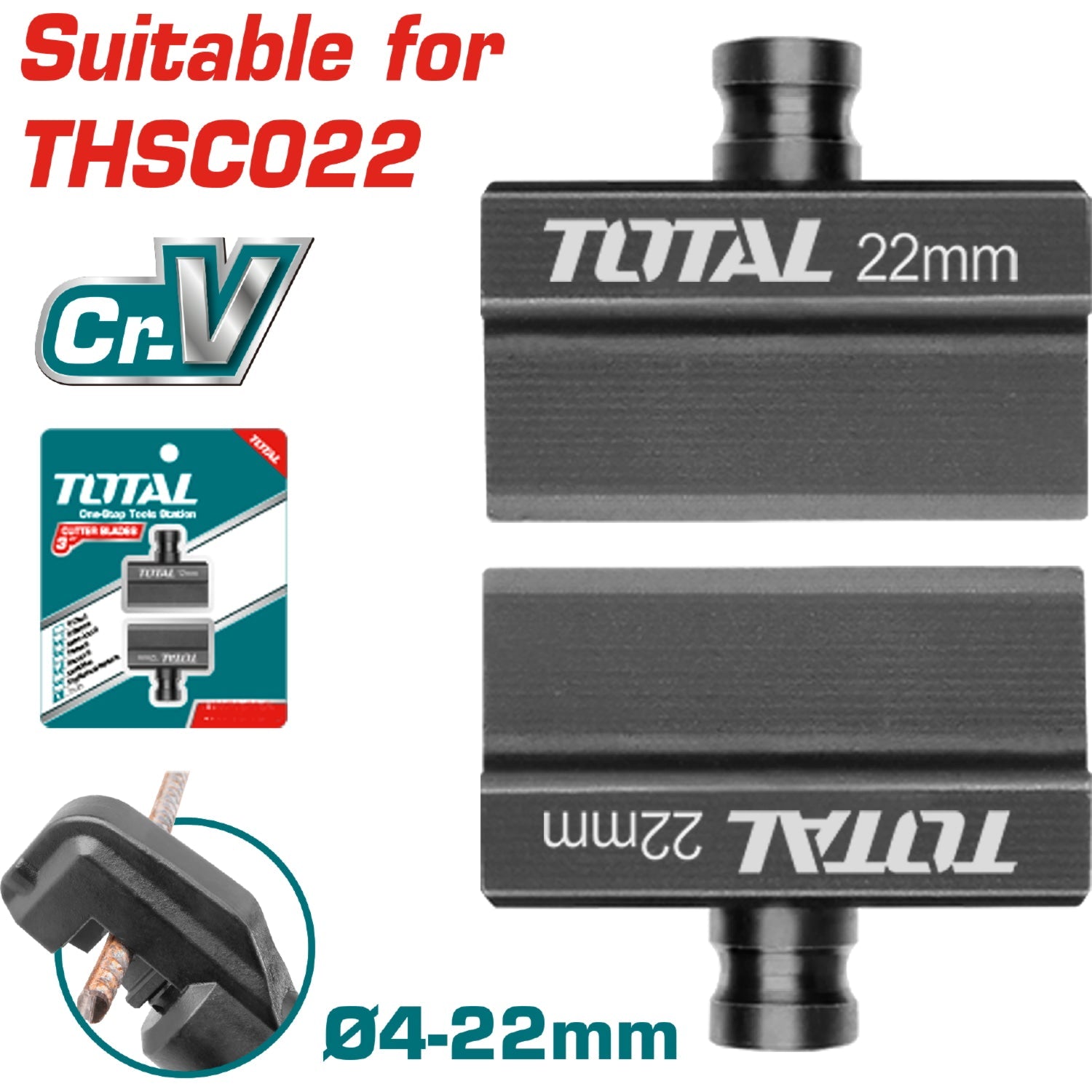[SKUIMG]THSC022B|THSC022B.jpg|Cabezas Para Cortador Hidráulico, Tamaño: 4-22mm Material: Acero Endurecido