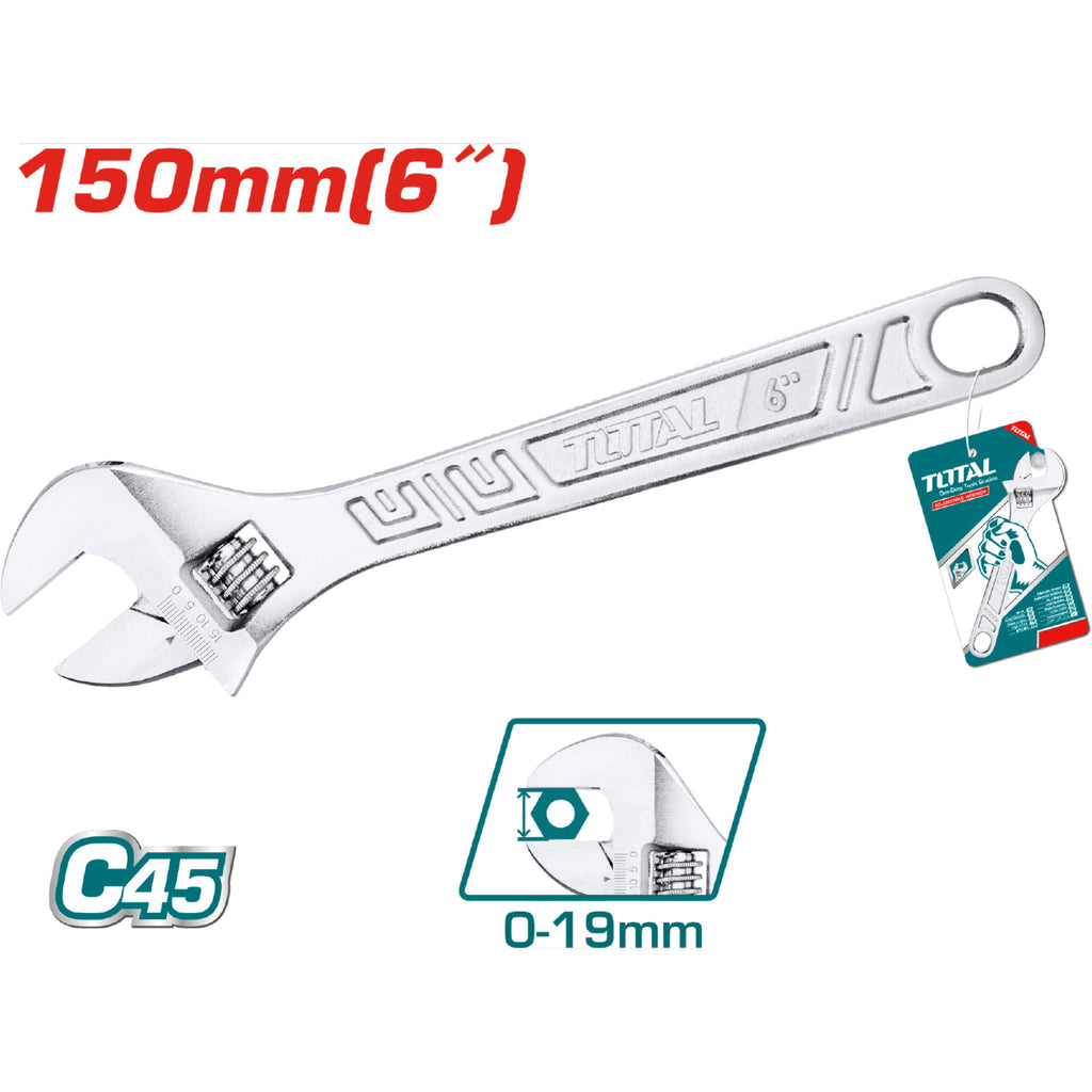 [SKUIMG]THT101063|LLAVE AJUSTABLE. LONGITUD 150 MM (6"). AJUSTABLE DE 0-19.2 MM
