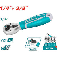 [SKUIMG]THT1061438|RACHE RECHONCHO DE 1/4 "DR & 3/8"DR, 72T, 140MM LARGO MATERIAL CR-V+CR-MO.