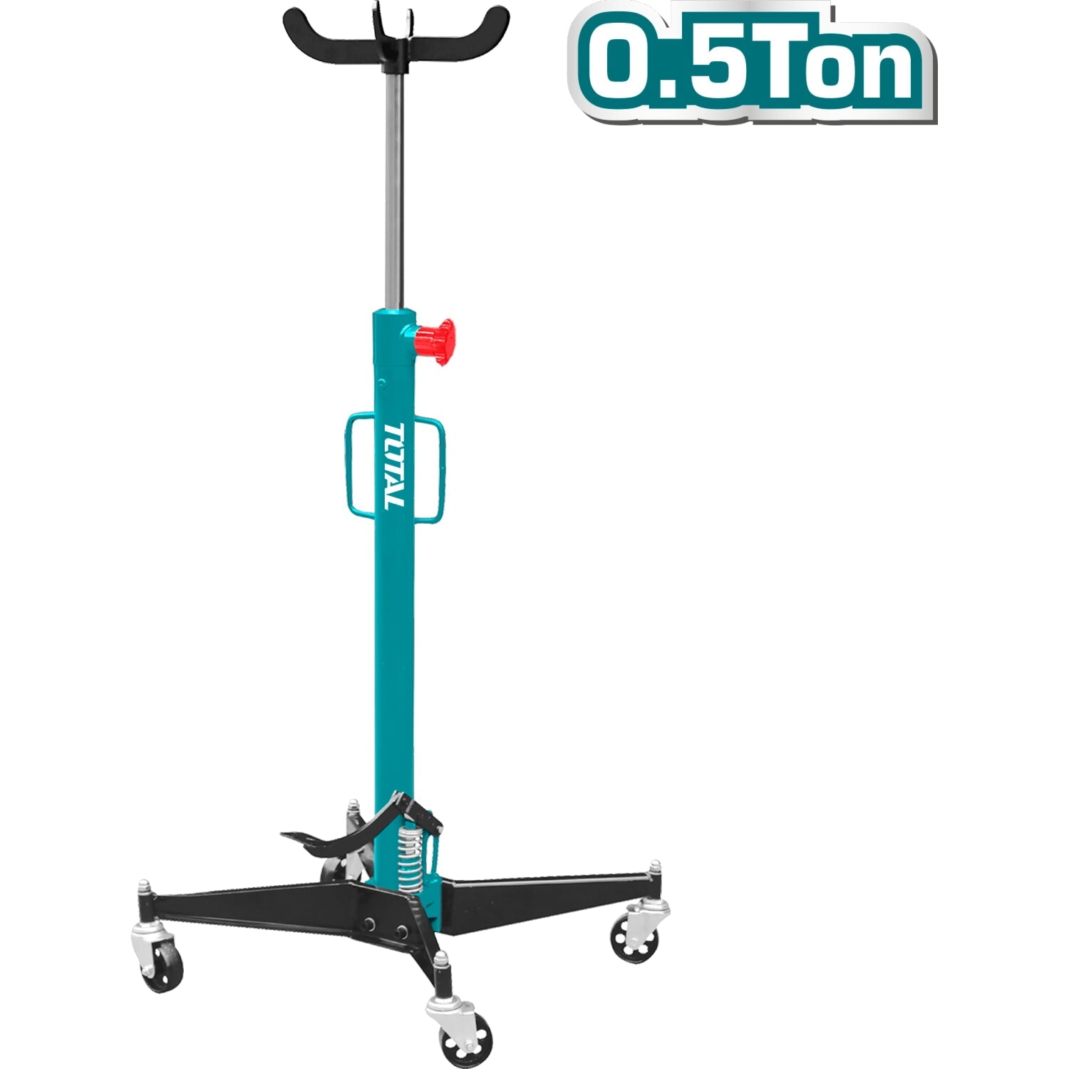 [SKUIMG]THT11005|THT11005.jpg|GATO HIDRÁULICO PARA ELEVACIÓN DE TRANSMISIONES, MOTOR Y LA TRANSMISIÓN CON RUEDAS. CAP. 0.5 TON