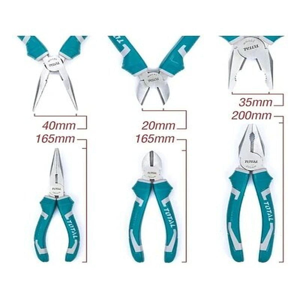 [SKUIMG]THT1K0301|THT1K0301.jpg|KIT DE ALICATES DE 3 PZAS. DE COMBINACION DE 8", DE PUNTA LARGA DE 6", DE CORTE DIAGONAL DE 6".