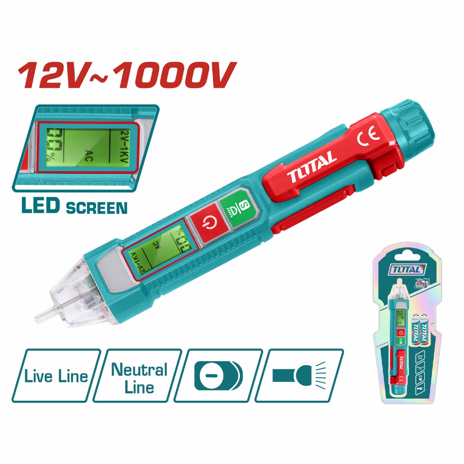 [SKUIMG]THT210003|THT210003.jpg|VOLTÍMETRO DETECTOR DE VOLTAJE AC SIN CONTACTO 12V~1000V. APAGADO AUTOMÁTICO.