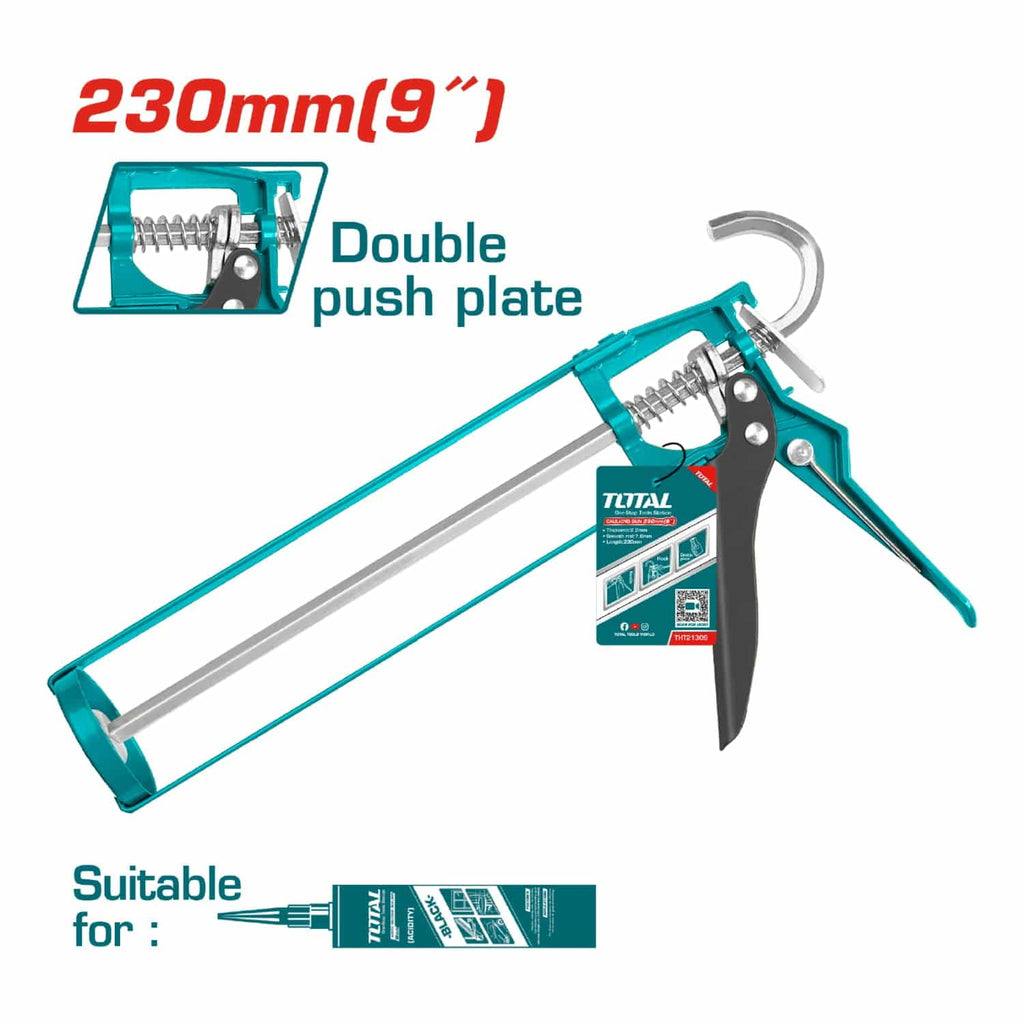 [SKUIMG]THT21309|THT21309_1.jpg|PISTOLA CALAFATEADORA DE 9" PARA USAR CON SILICON. DOBLE PLACA DE EMPUJE.