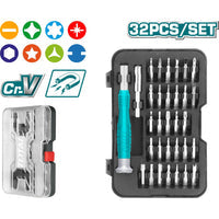 [SKUIMG]THT250PS0321|THT250PS0321.jpg|JUEGO DE DESTORNILLADORES DE PRECISION CON MANGO INTERCAMBIABLE DE 32 PIEZAS. CR-V.