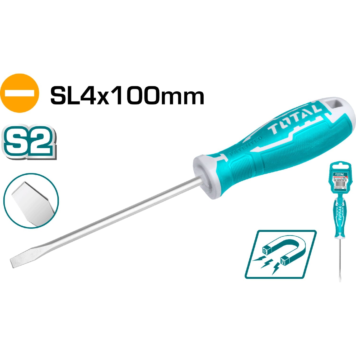 [SKUIMG]THT264100|THT264100.jpg|Destornillador de paleta 4.0 mm. SL4. Largo 100 mm.