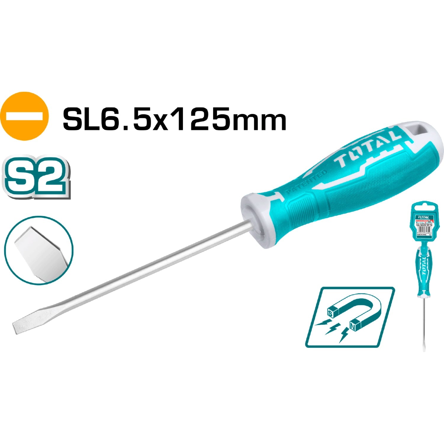[SKUIMG]THT266125|THT266125.jpg|Destornillador de paleta SL 6.5 mm. Largo 125 mm. Imantado.