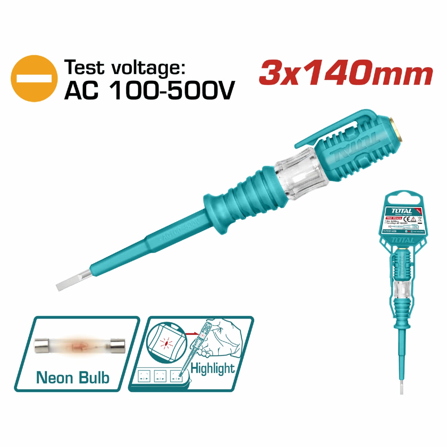 [SKUIMG]THT291408|THT291408.jpg|MEDIDOR PROBADOR DE VOLTAJE DE LÁPIZ AC 100-500V