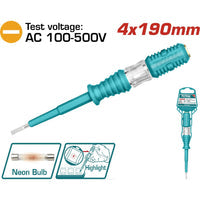 [SKUIMG]THT291908|LAPIZ TESTER PARA MEDIR VOLTAJE AC 100-500 V. TAMAÑO DE LA RANURA 4 X 190 MM. VIENE EN BLISTER.