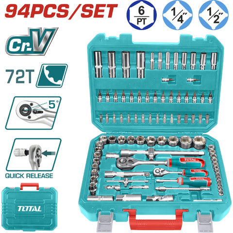 [SKUIMG]THT421942|THT421942.jpg|DADOS SOCKET RATCHET MANGO KIT 1/4" Y 1/2"