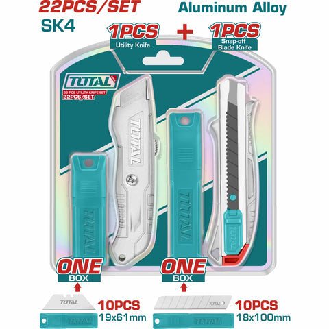 [SKUIMG]THT515226|THT515226.jpg|EXACTOS DE ALUMINIO SK4 TAMANOS: 18X100 MM Y 61X19 MM. SET DE 22 PIEZAS. CUCHILLAS