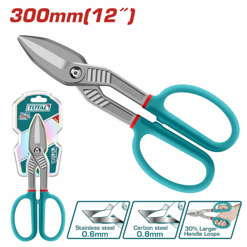 [SKUIMG]THT524121|THT524121-FRONTEND-lnJnllhguyXY75ob.png|Tijera de hojalatería de 12". Acero forjado con mango de doble agarre.