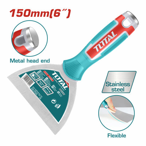 [SKUIMG]THT831506|THT831506.jpg|ESPATULA 6" ACERO INOXIDABLE CON TRATAMIENTO TERMICO Y PULIDO. CON MANGO DE PLASTICO Y METAL. MATERI