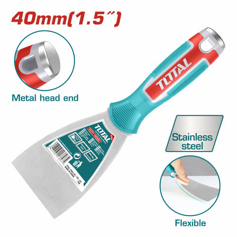 [SKUIMG]THT83406|THT83406.jpg|ESPATULA 1.5" ACERO INOXIDABLE CON TRATAMIENTO TERMICO Y PULIDO. CON MANGO DE PLASTICO Y METAL. MATE
