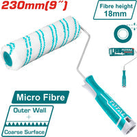 [SKUIMG]THT8593|THT8593.jpg|RODILLO PARA PINTAR DE 230 MM / 9". PARA EXTERIORES. CON MANGO ACRILICO. ESPESOR DE LA FIBRA 18 MM.