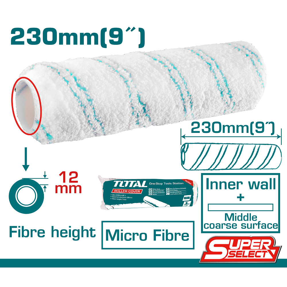 [SKUIMG]THT85951|RODILLO DE PINTAR ADECUADO THT8592, 230 MM/9". LARGO DE LA FIBRA 12 MM.