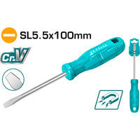 [SKUIMG]THTDC2146|DESTORNILLADOR PLANO 40 CR, MANGO REDONDO. RANURA: 5 MM. DIÁMETRO: 5 MM. LONGITUD: 100 MM