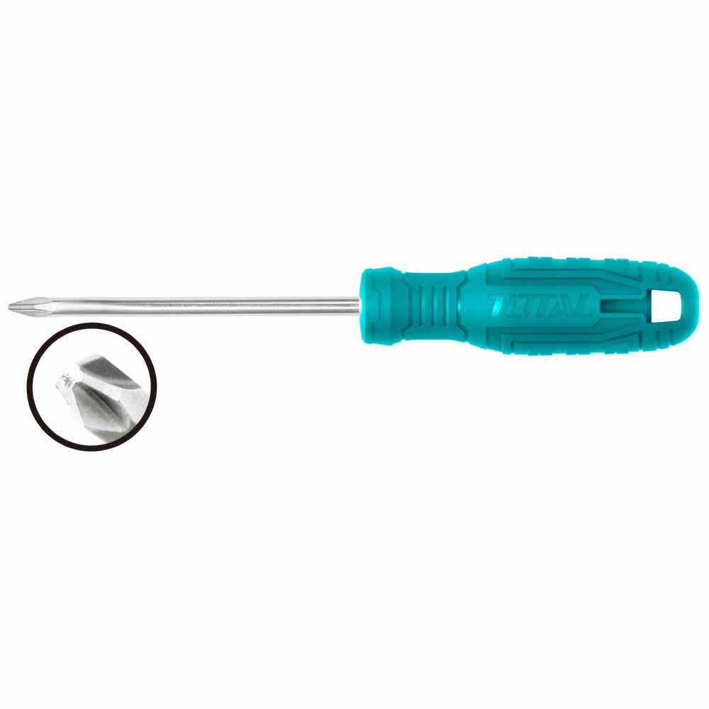 [SKUIMG]THTDC2256|THTDC2256.jpg|Destornillador Phillips 40 Cr, PH2, mango redondo. Diámetro: 6 mm. Longitud: 125 mm.