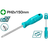 [SKUIMG]THTDC2266|Destornillador Phillips 40 Cr, PH2, mango redondo. Diámetro: 6 mm. Longitud: 150 mm.
