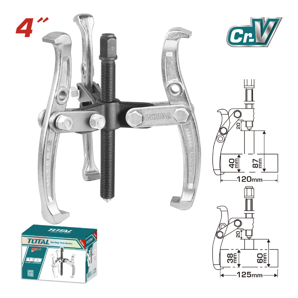 [SKUIMG]THTGP346|THTGP346.jpg|EXTRACTOR DE 3 MANDIBULAS DE 4". MAXIMA FUERZA 4000 KG CR-V, TRATAMIENTO TERMICO.